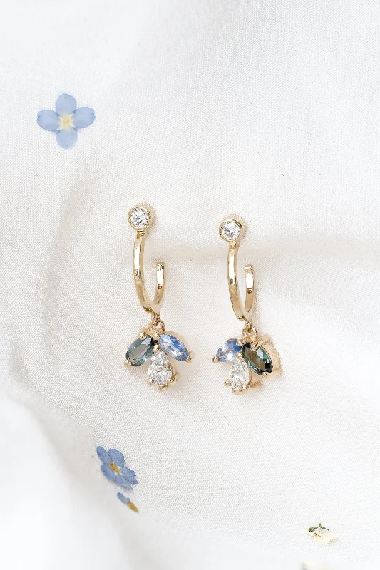 Thick statement earrings-Fallen Petal Hoops in Tranquil