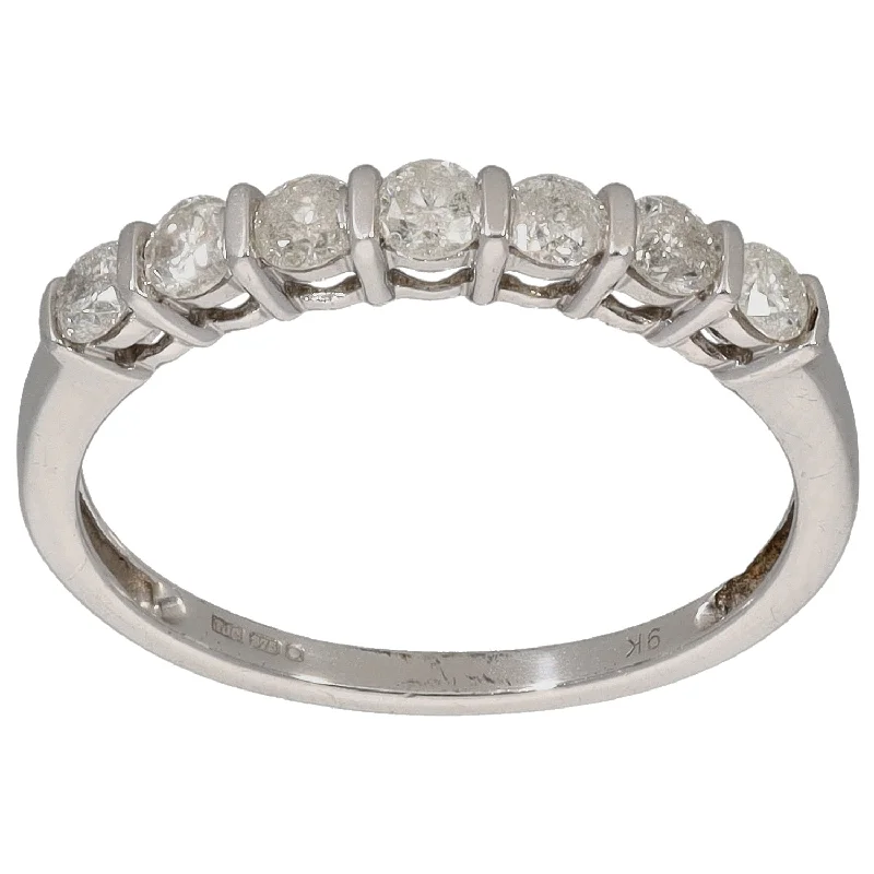 Loop band rings-9ct White Gold 0.49ct Diamond Half Eternity Ring Size O