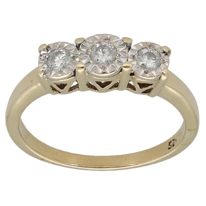 Cebu tile rings-9ct Gold 0.25ct Diamond Trilogy Ring Size P