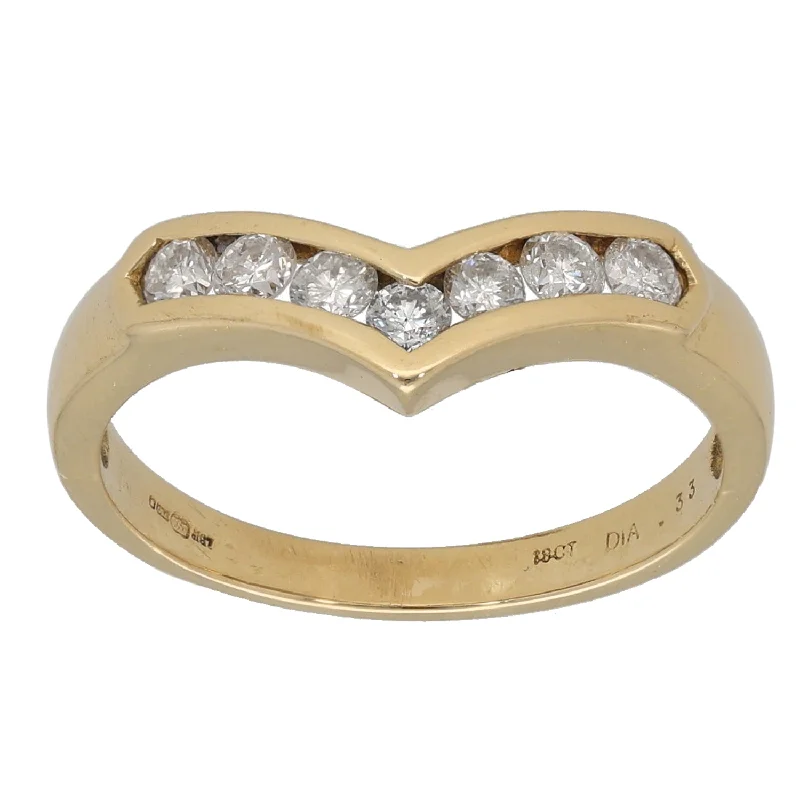 Oval shape rings-18ct Gold 0.35ct Diamond Wishbone Ring Size L