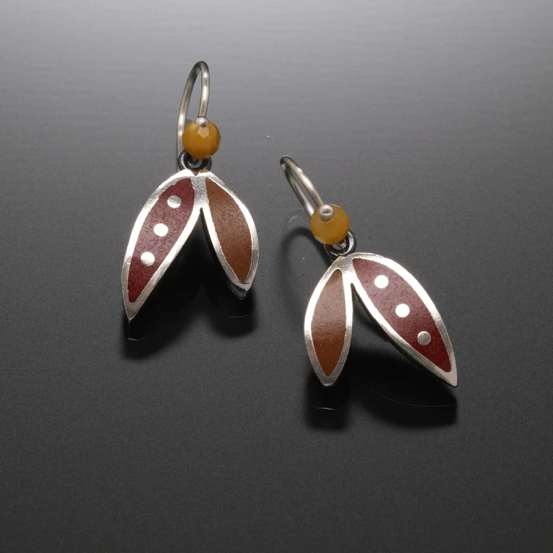 Guardian eye earrings-Two Leaf Earring (red)