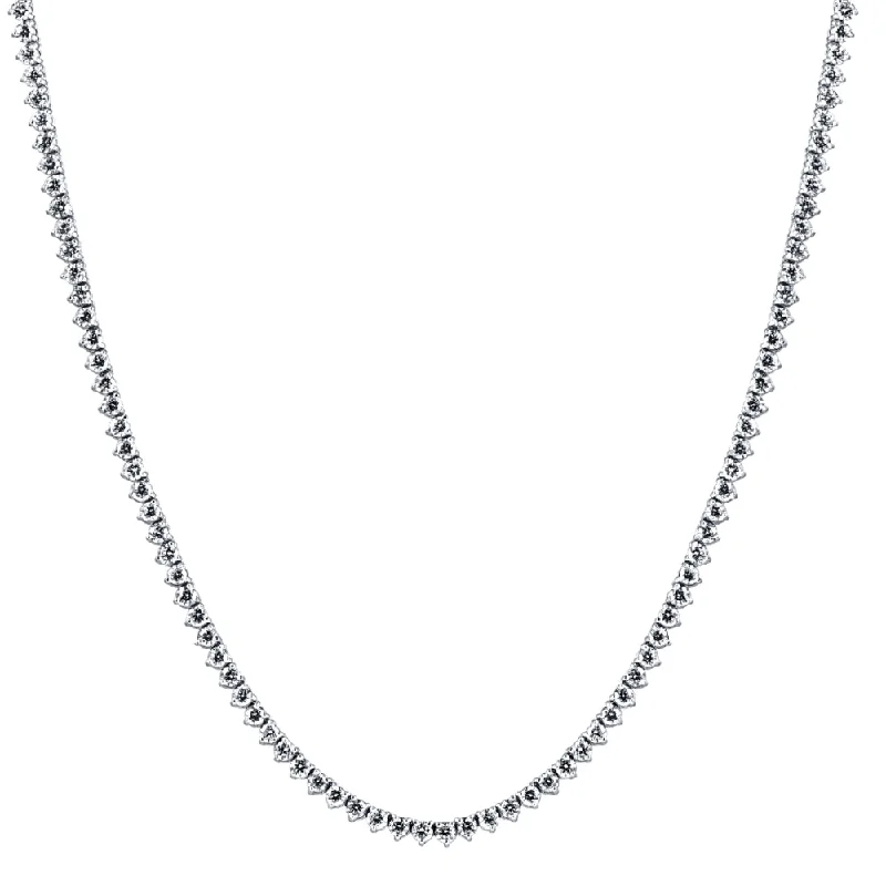 Soft yarn necklaces-F/VS 5.59Ct Diamond Tennis Necklace 3-Prong 14k White Gold 16" Lab Grown