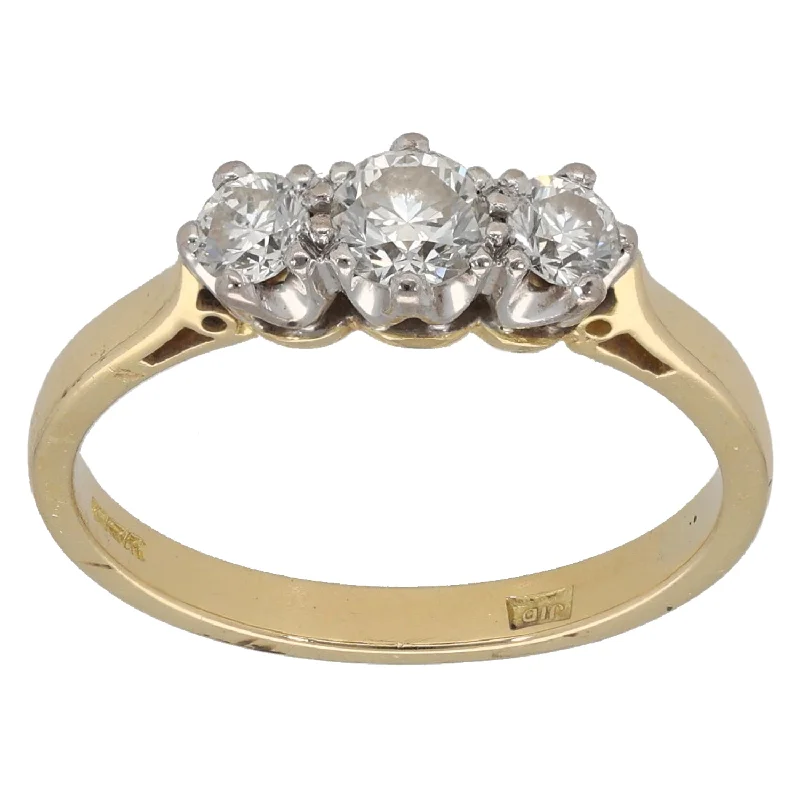 Hand-polished rings-18ct Gold 0.45ct Diamond Trilogy Ring Size M