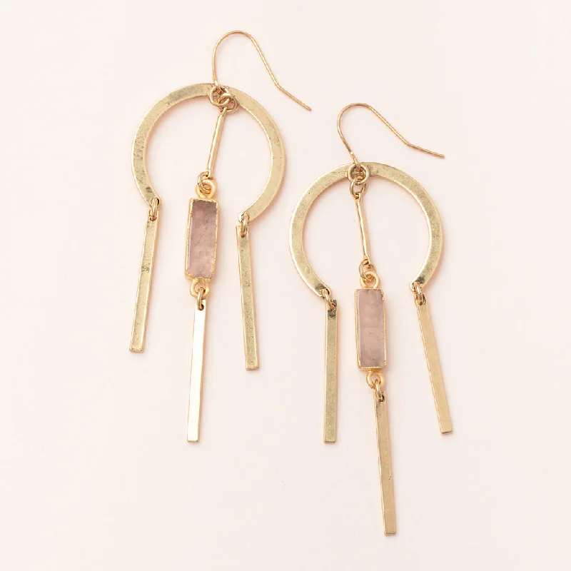 Deer wing earrings-Dream Stone Earring - Rose Quartz/Gold