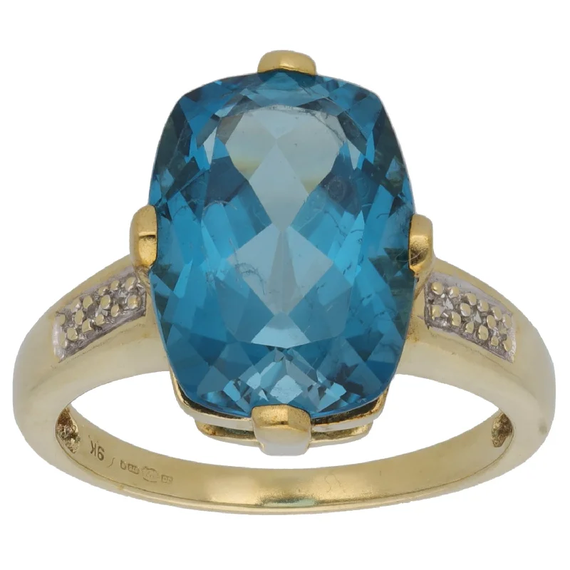 Light accent rings-9ct Gold Topaz & 0.03ct Diamond Single Stone Ring with Accent Stones Size O