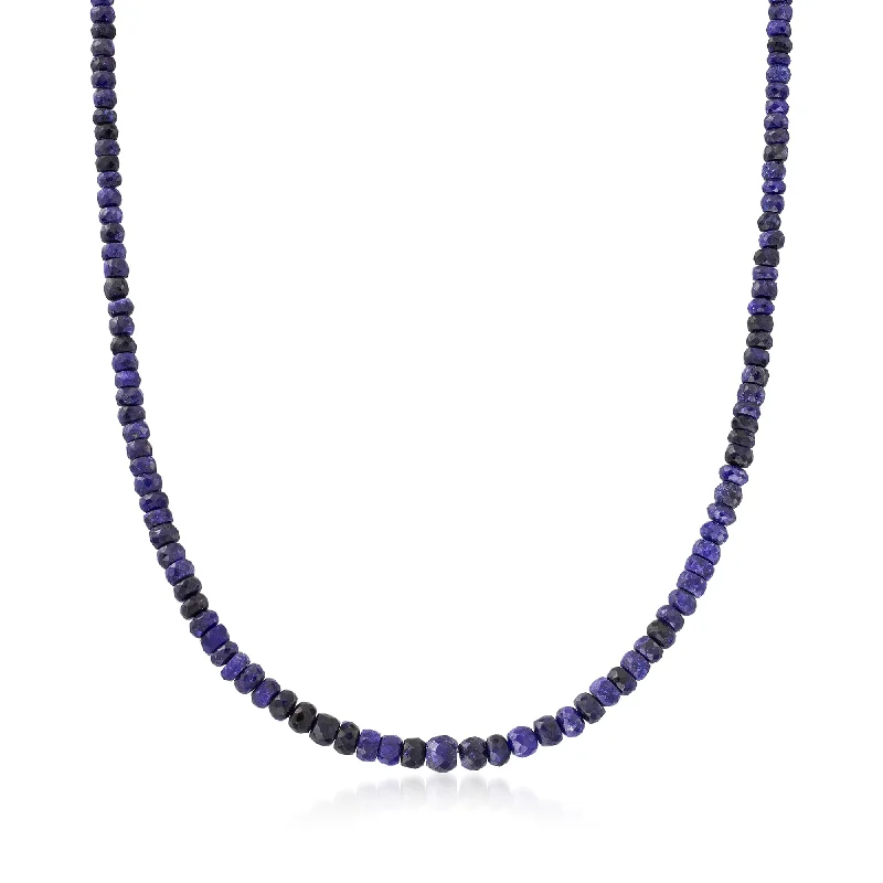 Crystal-twisted necklaces-Ross-Simons Sapphire Bead Necklace With Sterling Silver