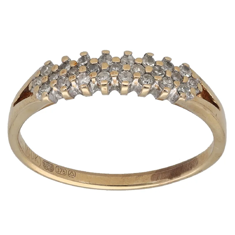 Smooth stone rings-9ct Gold 0.25ct Diamond Half Eternity Ring Size O