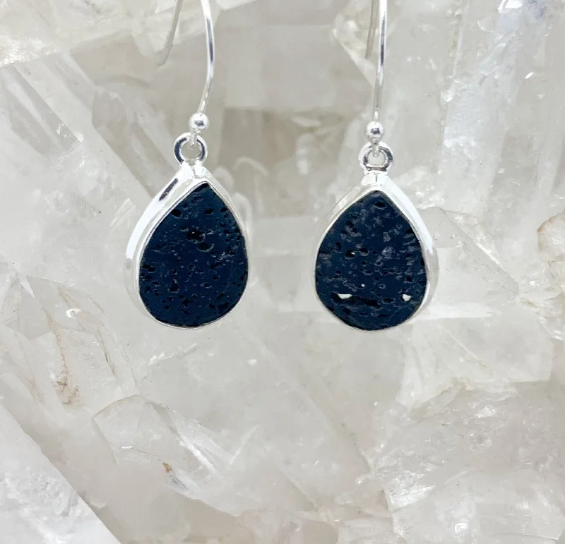 Light drop earrings-Tektite Sterling Silver Earrings $65