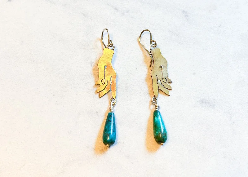 Light drop earrings-Conjurer Hands Earrings