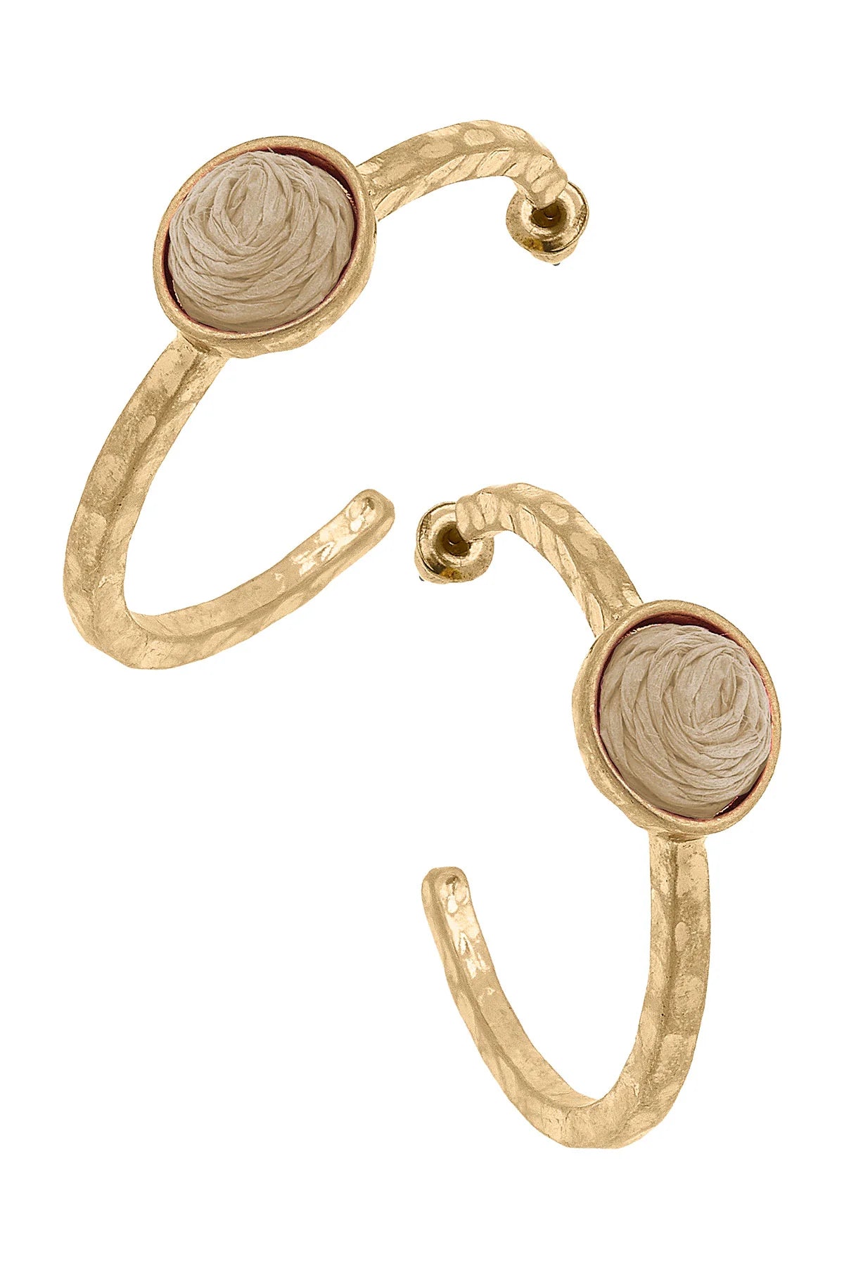 Topaz stud earrings-Barcelona Raffia Hoop Earrings in Natural