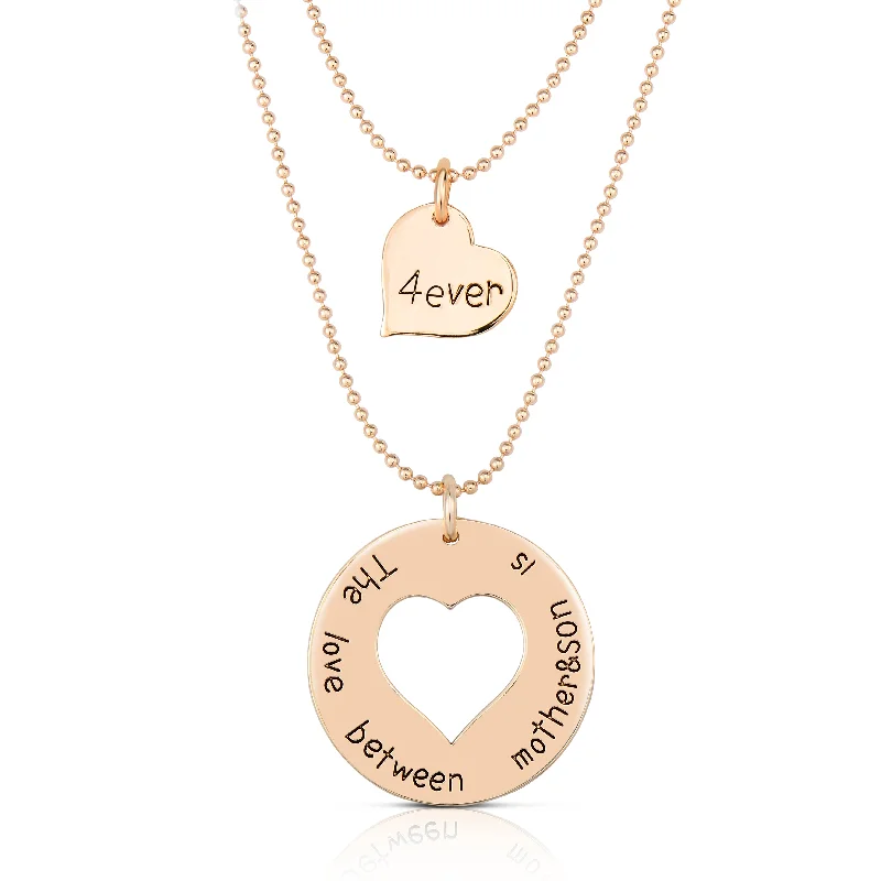 Morganite necklaces-Ra 18k Rose Plated Double Heart Necklace