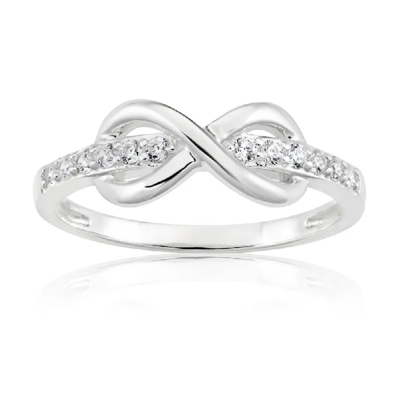 Large stone rings-Sterling Silver Cubic Zirconia Channel Set Infinity Ring