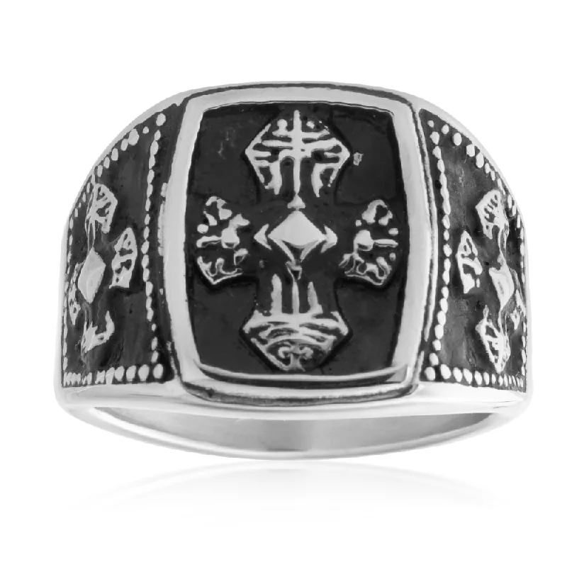 Thin rose rings-Stainless Steel Cross Ring