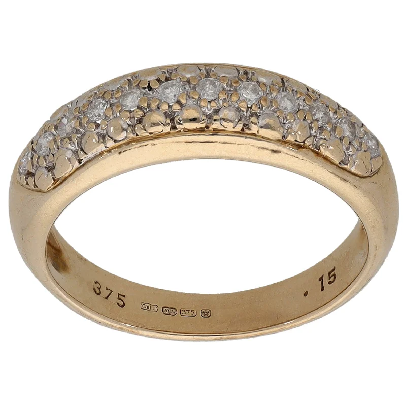 Fine texture rings-9ct Gold 0.15ct Diamond Half Eternity Ring Size M