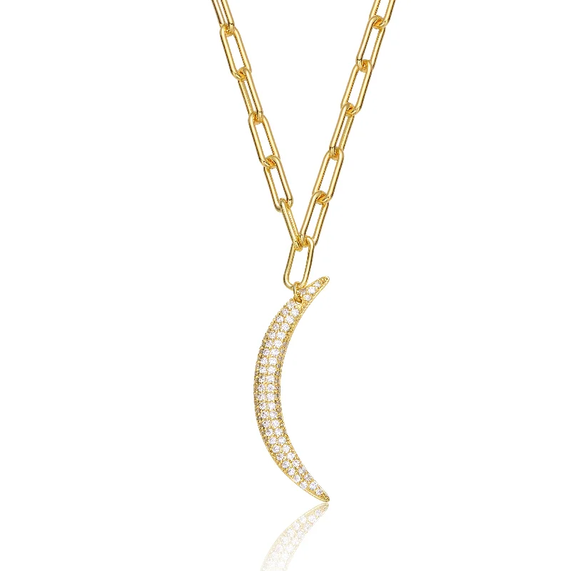 Raven feather necklaces-Rachel Glauber 14k Gold Plated Cubic Zirconia Charm Necklace