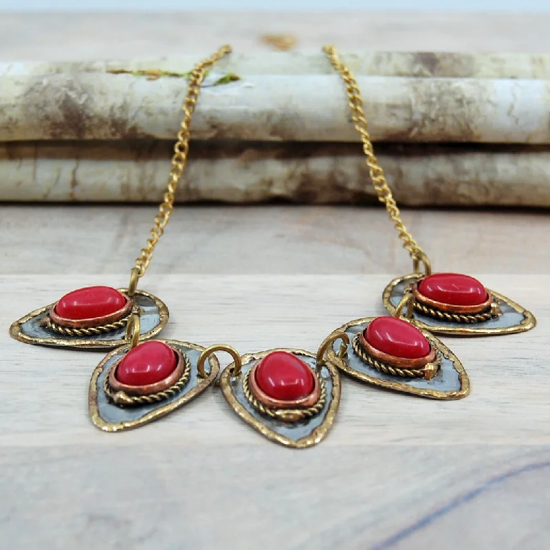 Wide bib necklaces-Coral Stone Necklace | Bridal Jewelry - Necklace