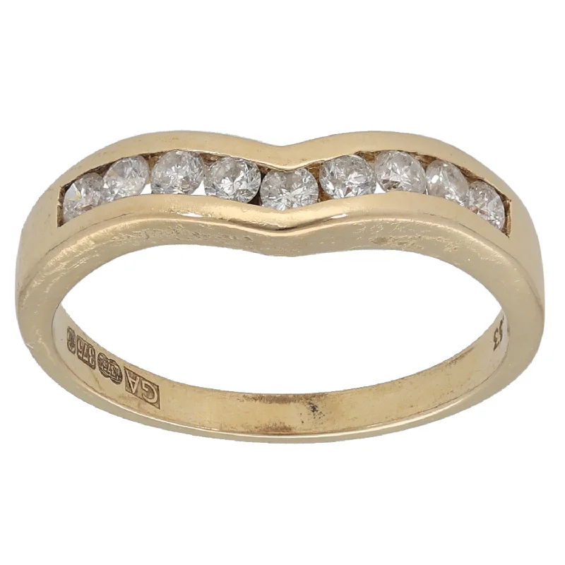 Deer motif rings-9ct Gold 0.33ct Diamond Wishbone Ring Size L