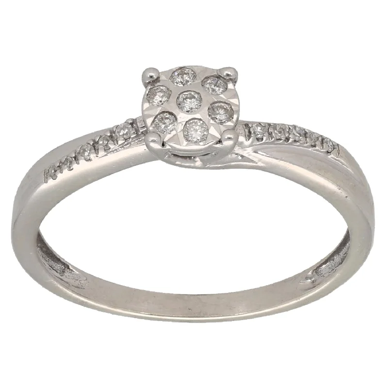 Deer motif rings-9ct White Gold 0.12ct Diamond Dress/Cocktail Ring Size M