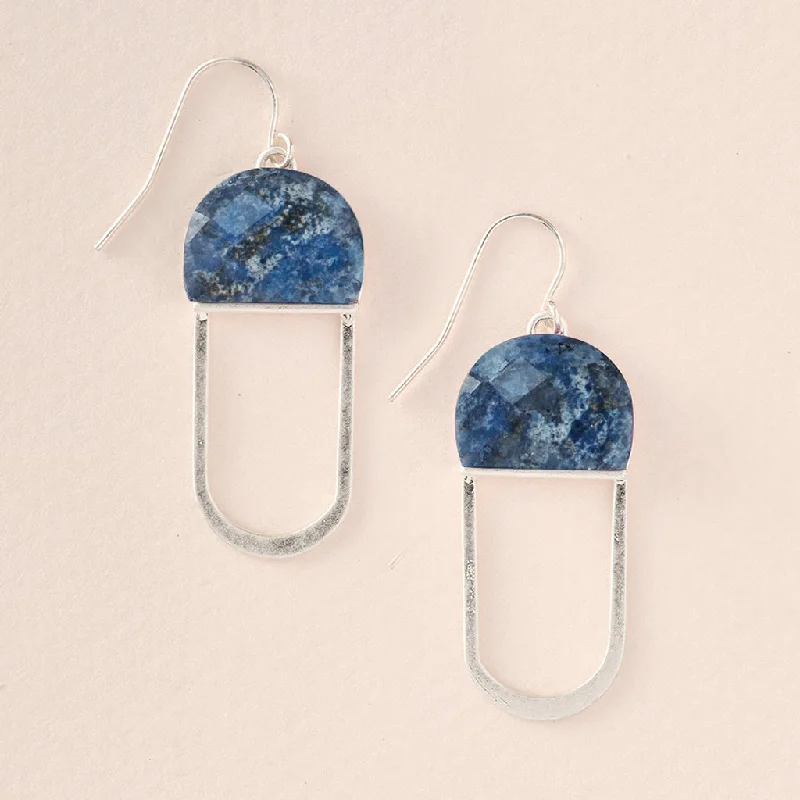 Large hoop earrings-Modern Stone Chandelier Earring - Lapis/Silver