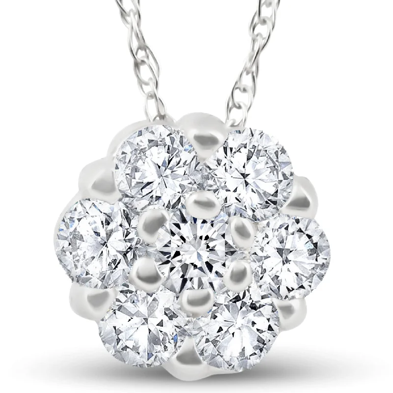 Raised disc necklaces-.49ct Diamond Pendant 14k White Gold