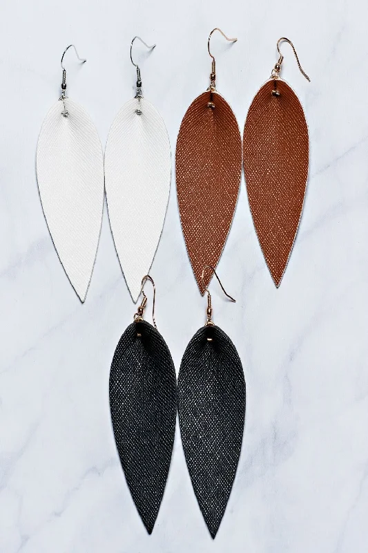 Sleek hoop earrings-Joanna Leaf Earrings - Final Sale