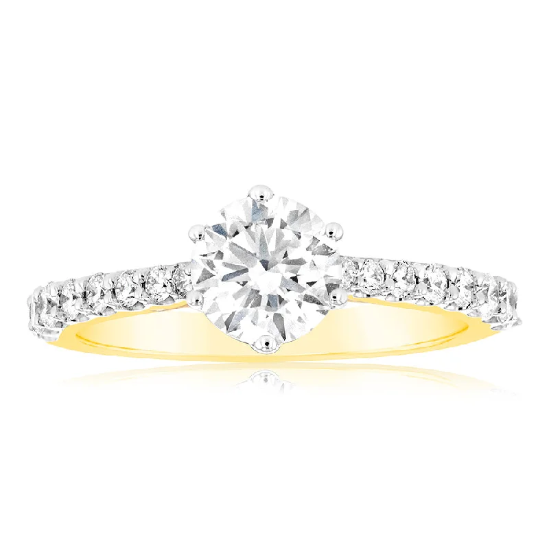 Thin star rings-Luminesce Lab Grown 18ct Yellow Gold 1 Carat Diamond Solitaire Fancy Ring