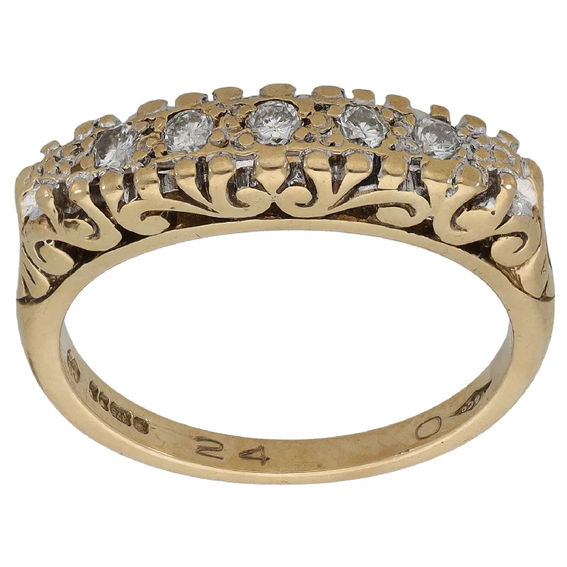 Wide gold rings-9ct Gold 0.24ct Diamond Half Eternity Ring Size M