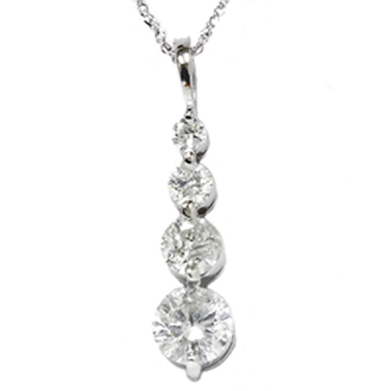 Wide chain necklaces-1 1/2ct 14K White Gold Real Diamond Journey Pendant New