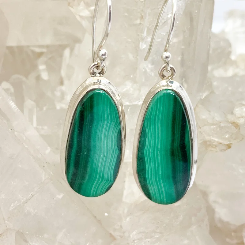 Plain cross earrings-Malachite Sterling Silver Earrings $120