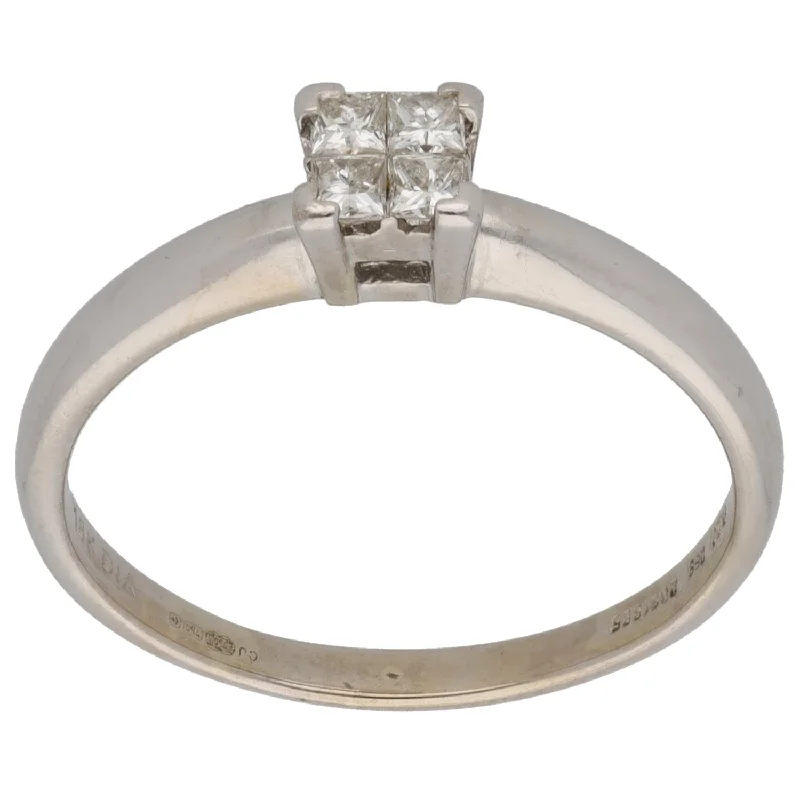 Bright silver rings-18ct White Gold 0.20ct Diamond Dress/Cocktail Ring Size R