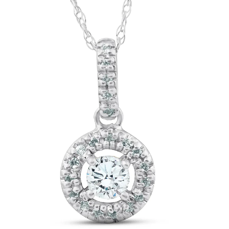 Bold bar necklaces-14K 1/3ct Floating Solitaire Pave Round Diamond Pendant