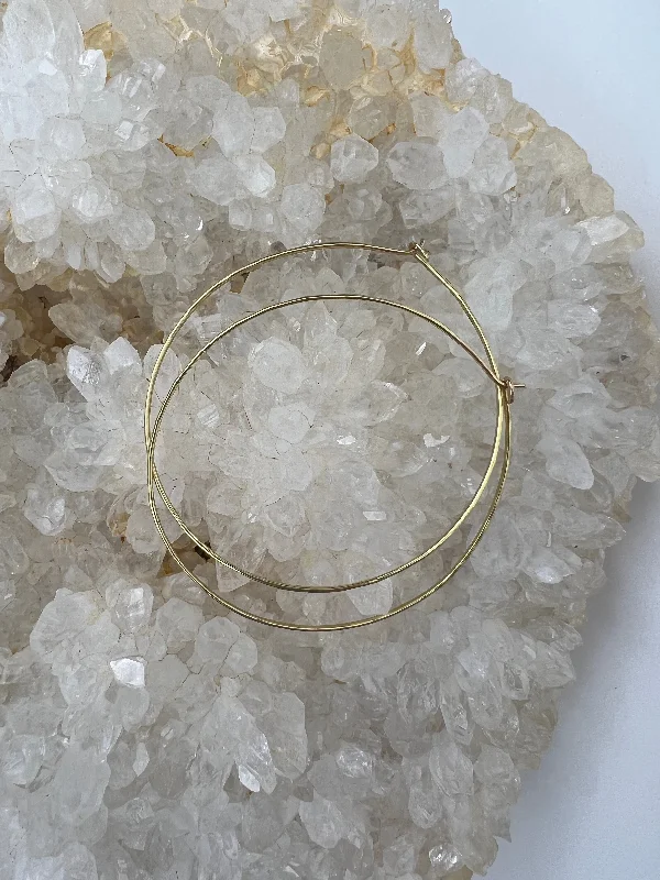 Silk fringe earrings-Medium Thin Hammered Hoop Earrings