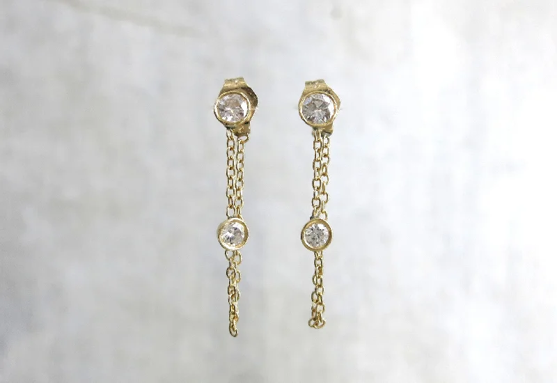 Pure star earrings-Double Diamond Loop Earrings