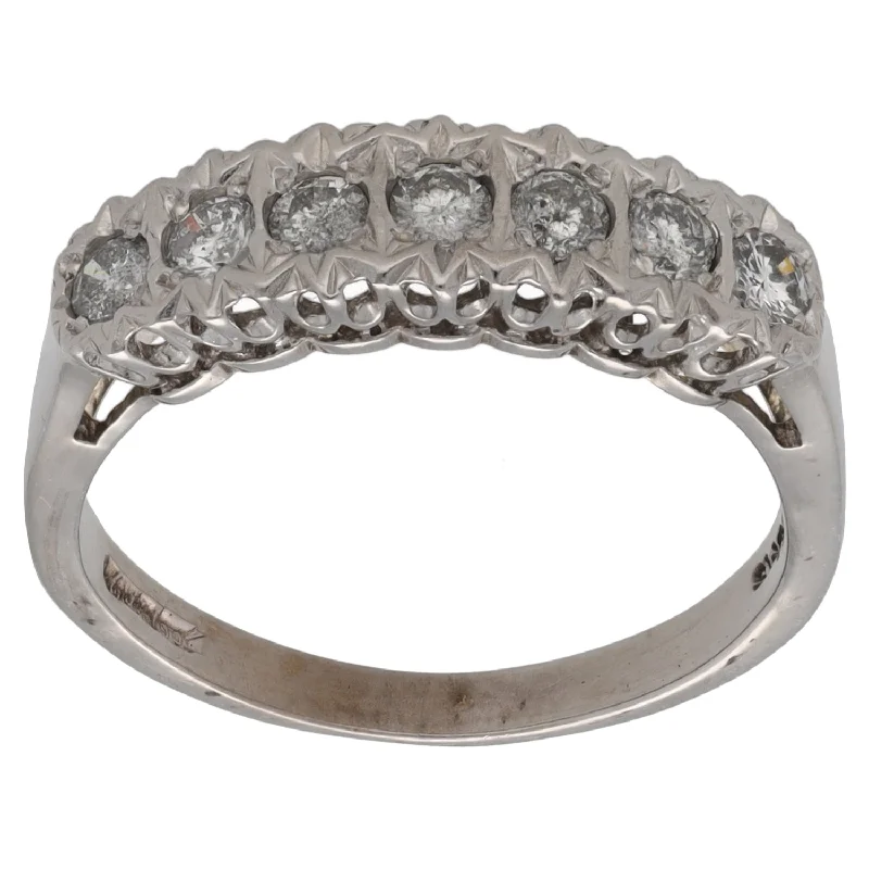 Layered design rings-9ct Gold 0.49ct Diamond Half Eternity Ring Size O