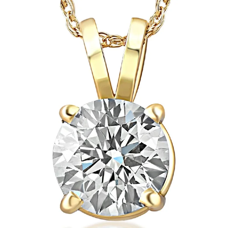 Luxe diamond necklaces-1ct Round Diamond Solitaire Pendant 14k Yellow Gold