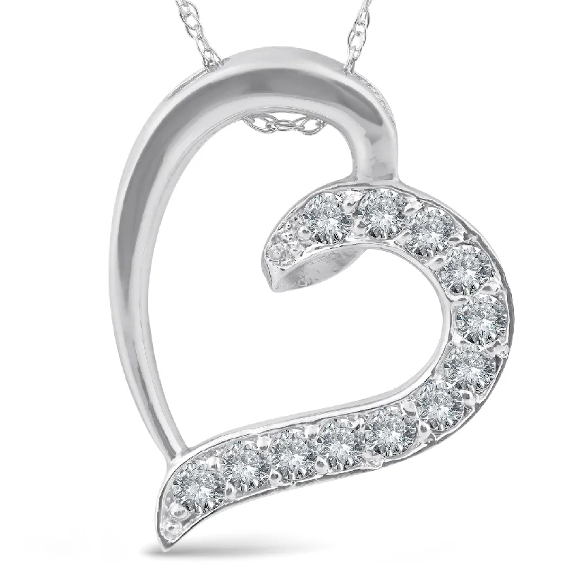 Light filigree necklaces-1/2ct Diamond Heart Pendant 10K White Gold