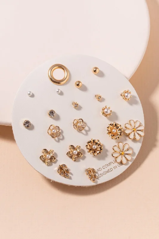 Lily motif earrings-Daisy Stud Earring Pack