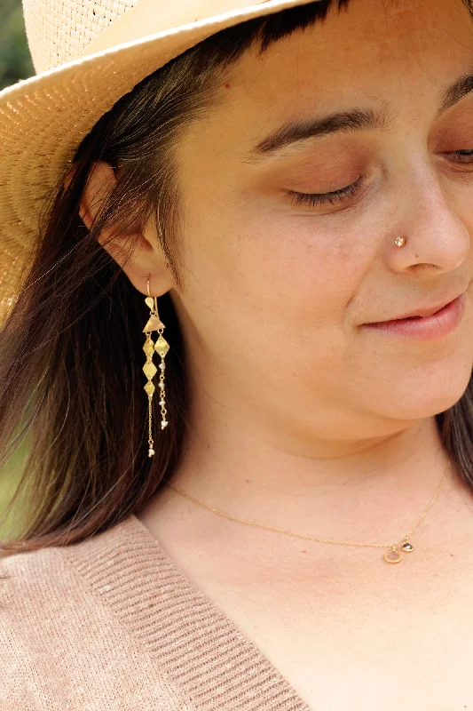 Maple wood earrings-Pyramid, Diamond & Pearl Shape Earrings