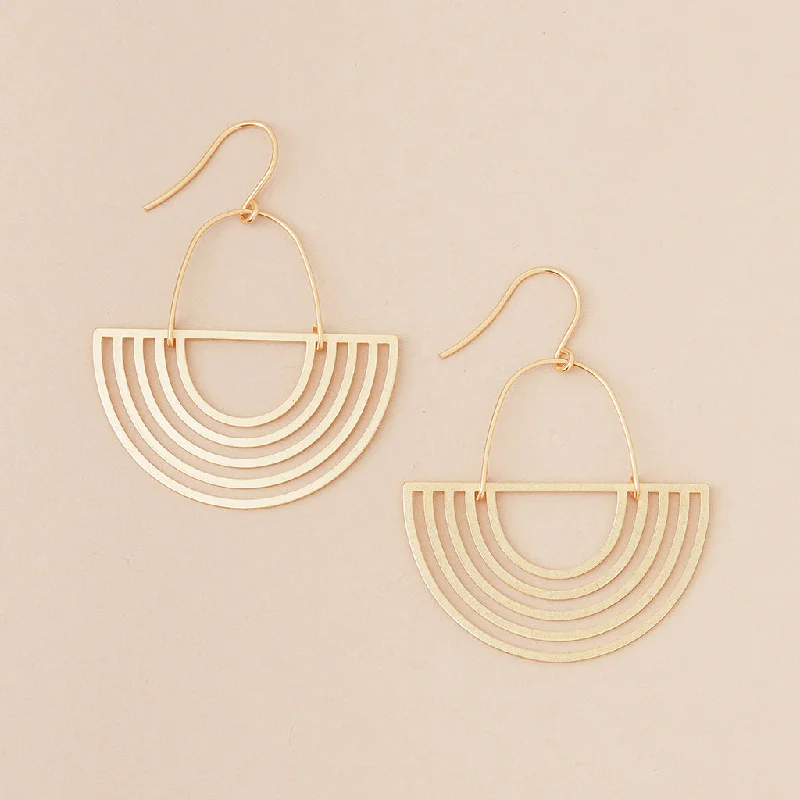 Raised disc earrings-Refined Earring Collection - Solar Rays/Gold Vermeil