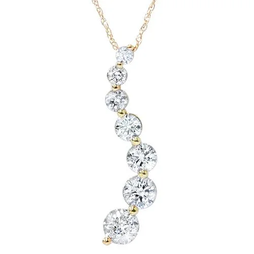 Smooth gem necklaces-2ct HUGE Diamond Journey Pendant 14K Yellow Gold