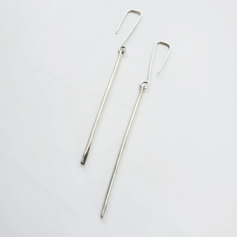 Lunar glow earrings-Bar Dangles - Silver