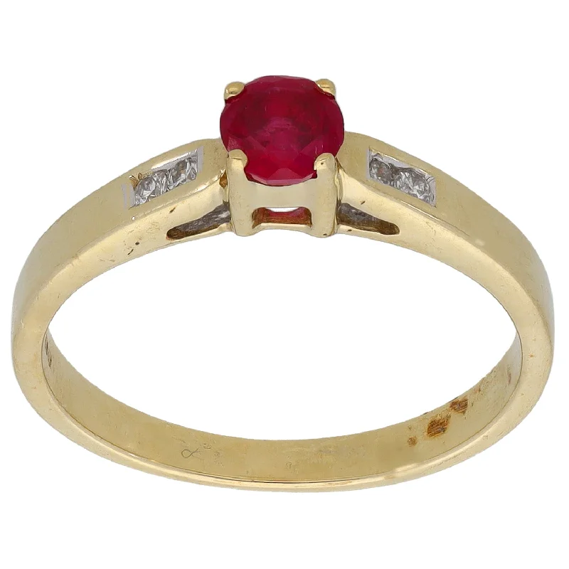 Thin pearl rings-9ct Gold 0.04ct Diamond & Man Made Ruby Dress/Cocktail Ring Size N