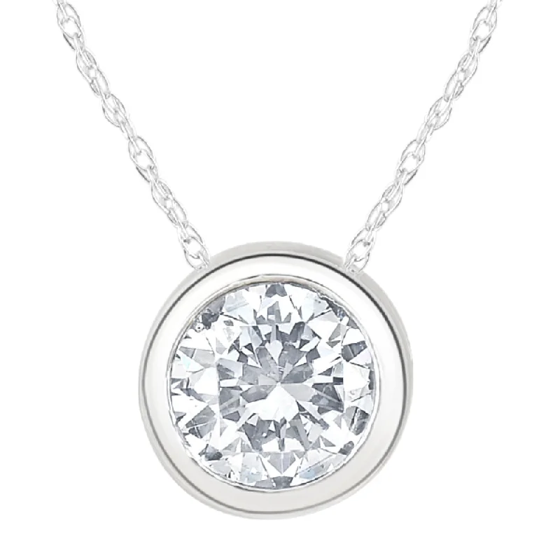 Twisted tribal necklaces-1 1/2Ct Solitaire Round Cut Lab Grown Diamond Bezel Necklace Pendant