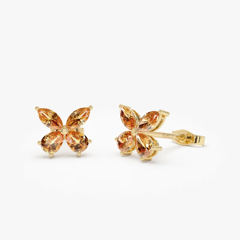 Victorian style earrings-14K Citrine Butterfly Stud Earrings