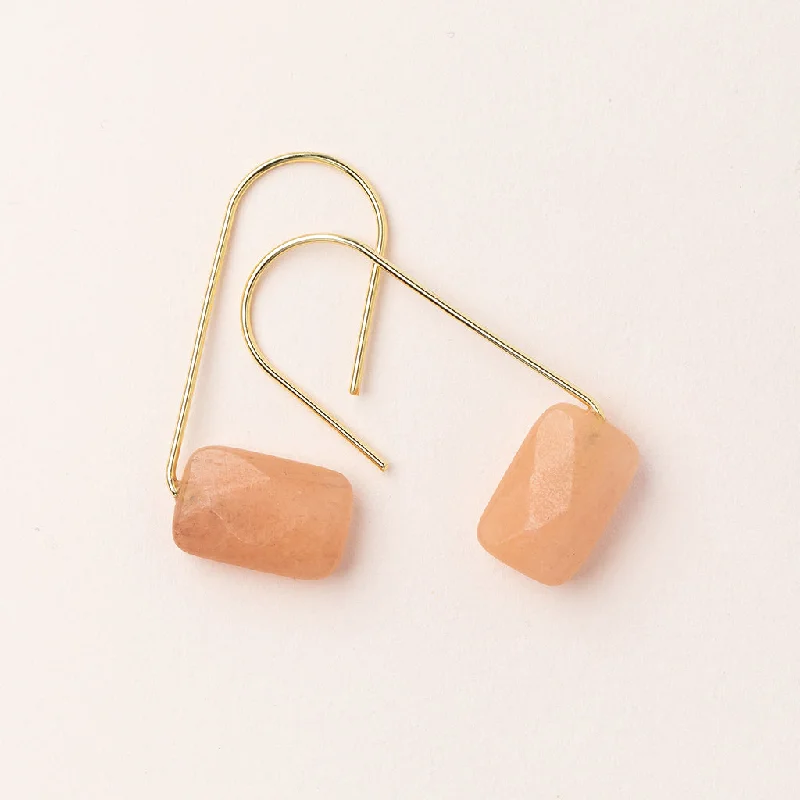 Wrapped thread earrings-Floating Stone Earring - Sunstone/Gold