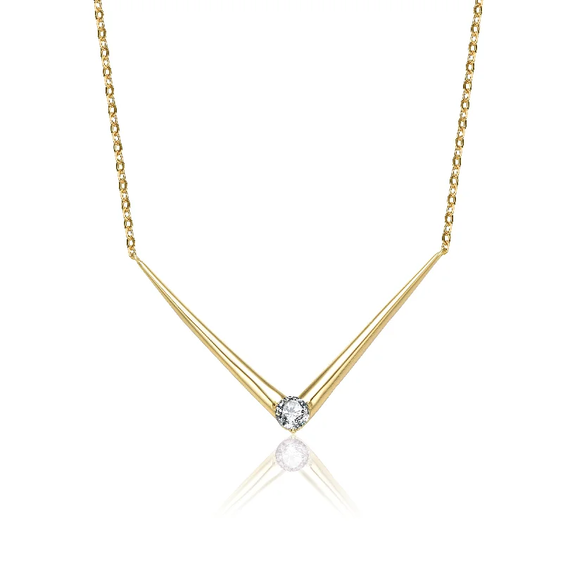 Nine-layer necklaces-Sterling Silver 14k Yellow Gold Plated with 0.40ctw Lab Created Moissanite Layering Necklace