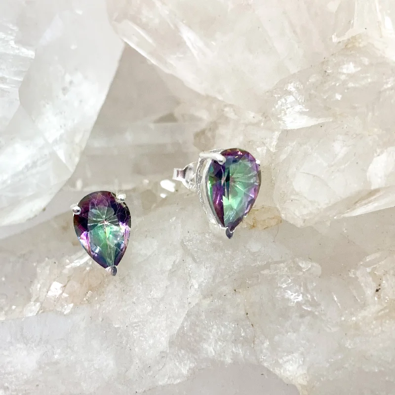 Wave shape earrings-Mystic Topaz Sterling Silver Stud Earrings $50