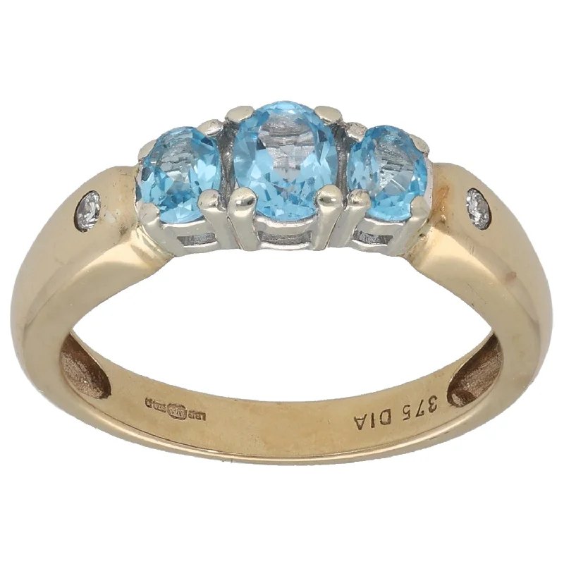 Guardian eye rings-9ct Gold 0.04ct Diamond & Topaz Dress/Cocktail Ring Size L