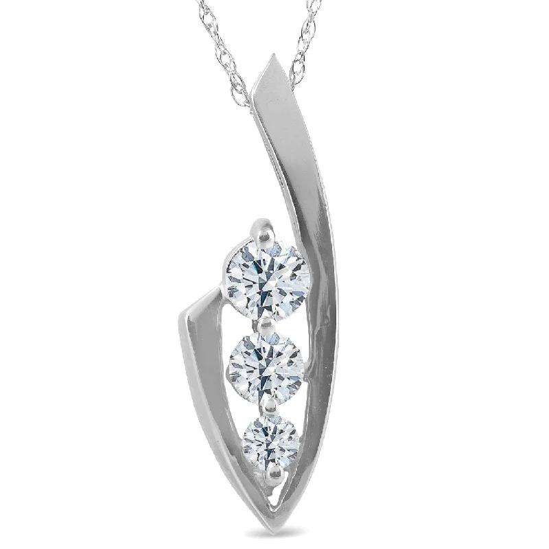 Maple wood necklaces-1/2ct Three Stone Diamond 14k White Gold Pendant Necklace