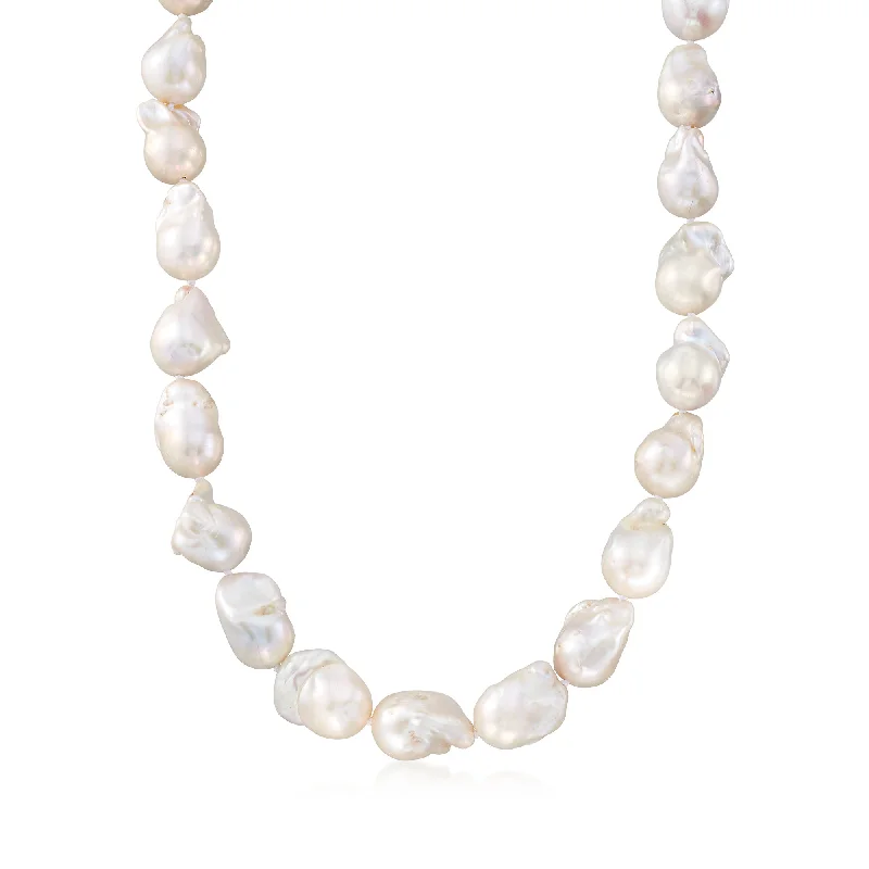 Large gem necklaces-Ross-Simons 12-15mm Cultured Baroque Pearl Necklace With 14kt Yellow Gold